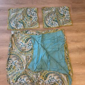 Liberty of London Geometric Bedding in Teal and Peach